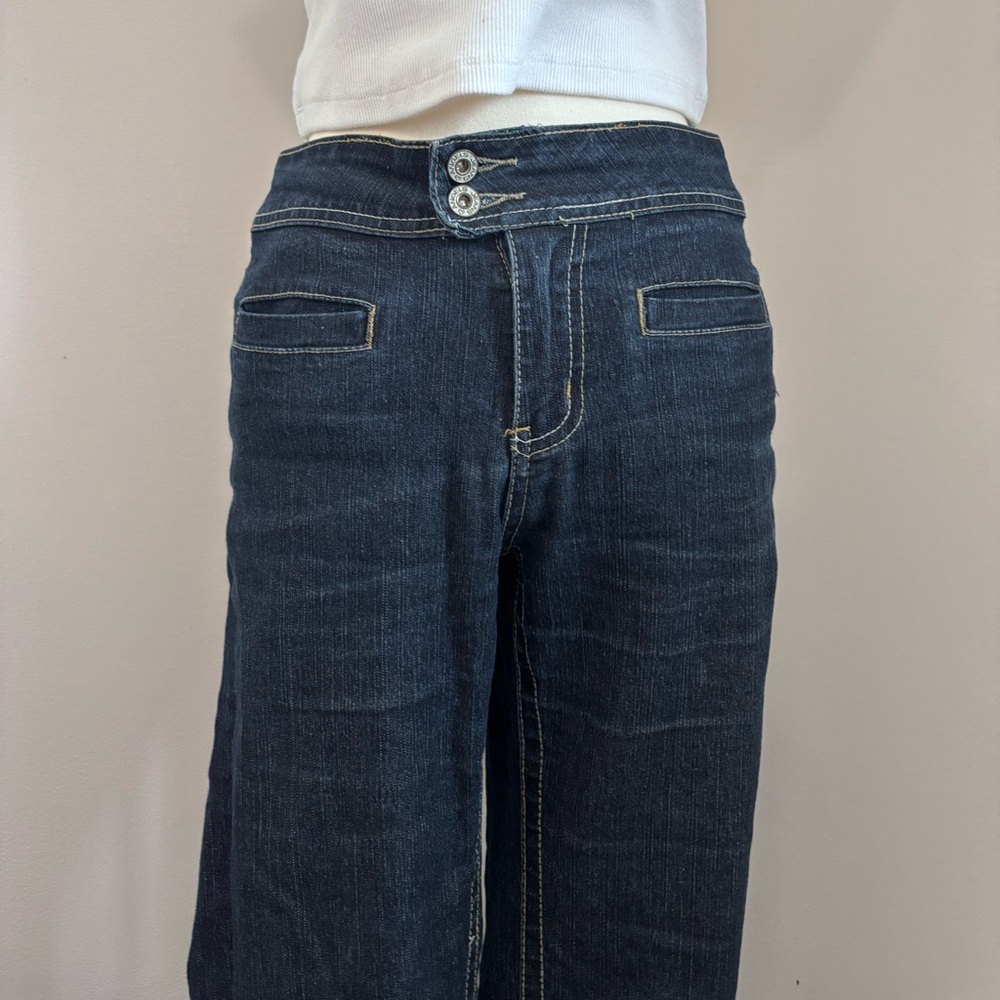 Women’s Y2K Straight Leg Dark Blue Denim Jeans from Angels Mid Rise - Picture 2 of 9